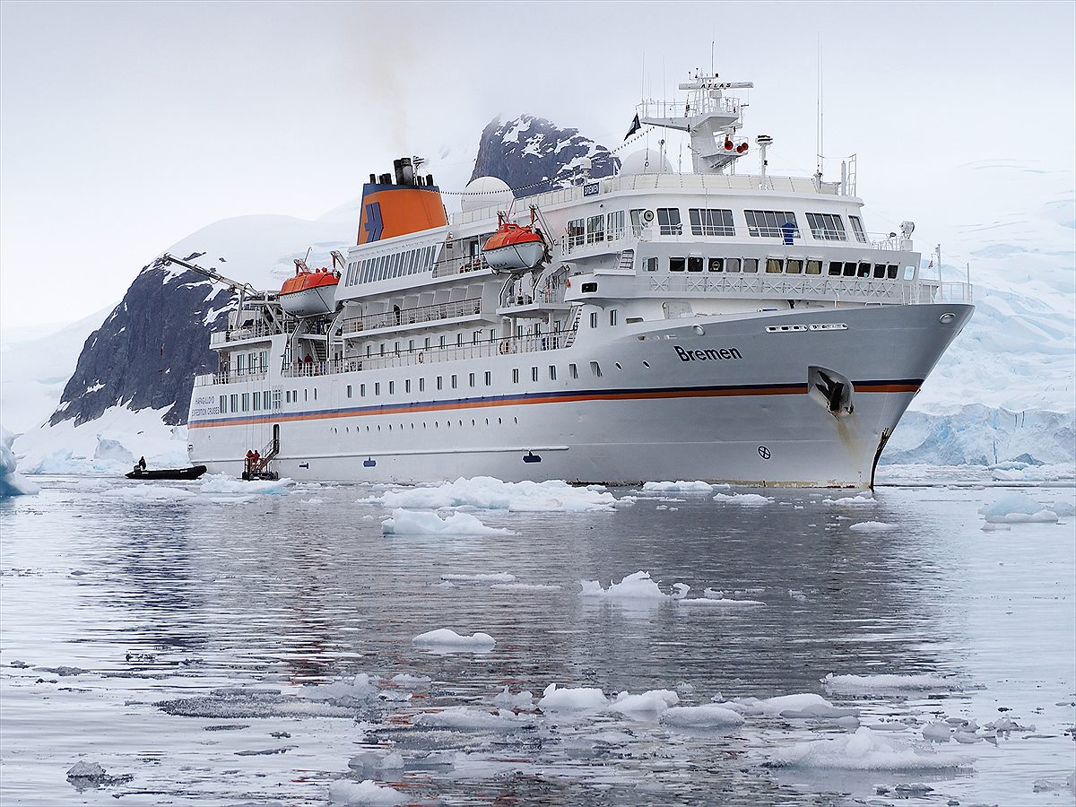 Zodiac excursion from an expedition ship in Antarctica